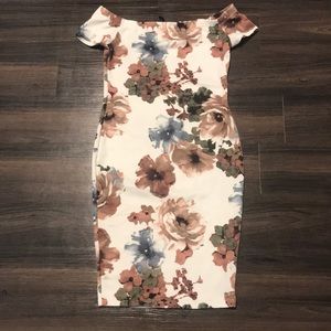Off the shoulder floral midi dress